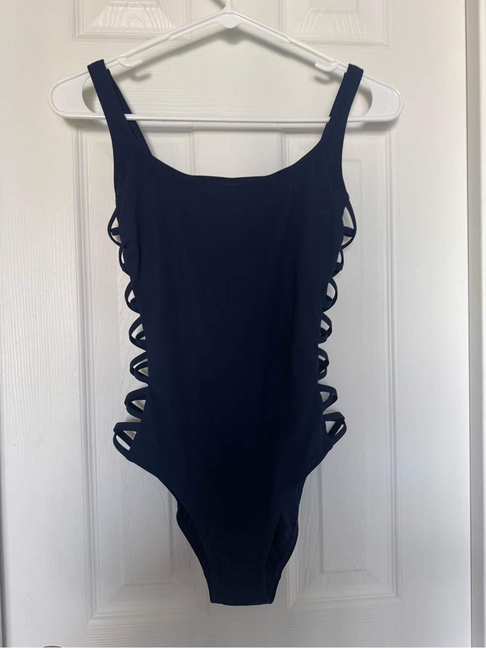 Tory Burch Navy Lattice Cutout One Piece Swimsuit XS